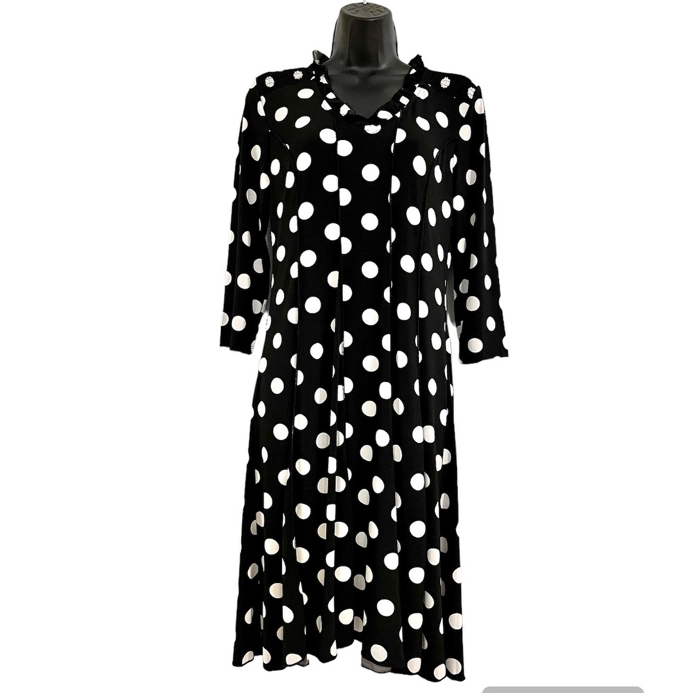 Cato Polka Dots Black And White Midi Dress